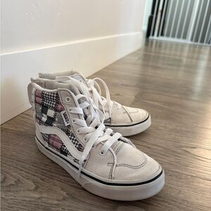 Vans White and Pink Checkered High-Tops